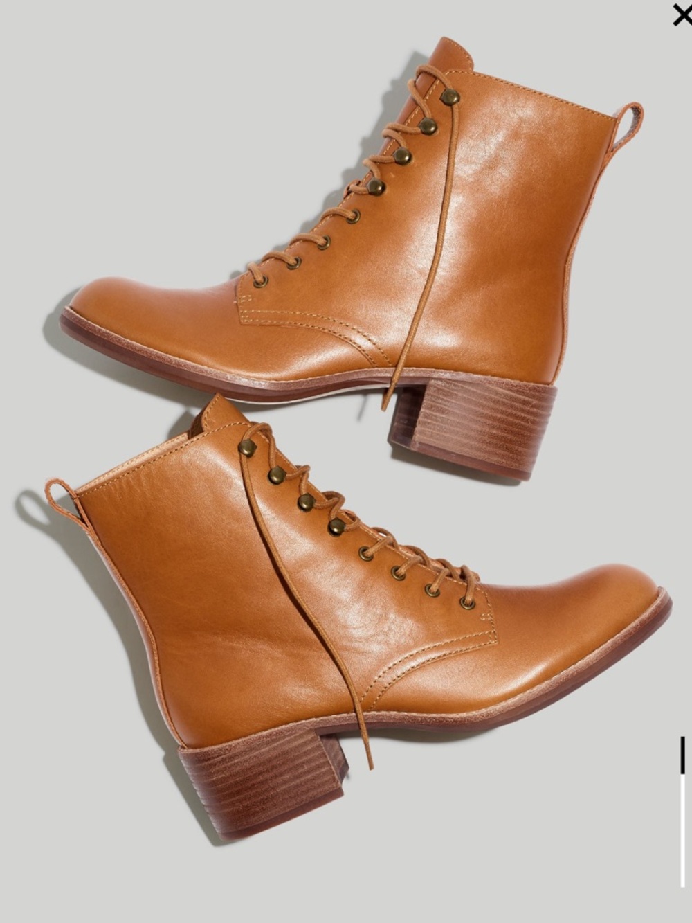 Madewell Tan Leather Lace-Up Ankle Boots